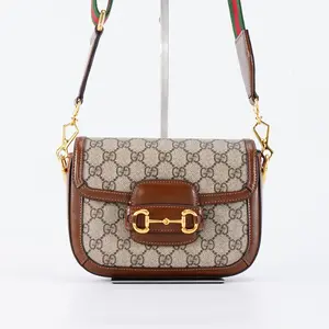 Pre-owned GUCCI canvas Shoulder Bags Horsebit 1955 Mini Double Strap XiaoTang0213