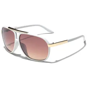 Retro 80S Fashion Pilot Sunglasses Black White Brown Men Women Vintage Glasses