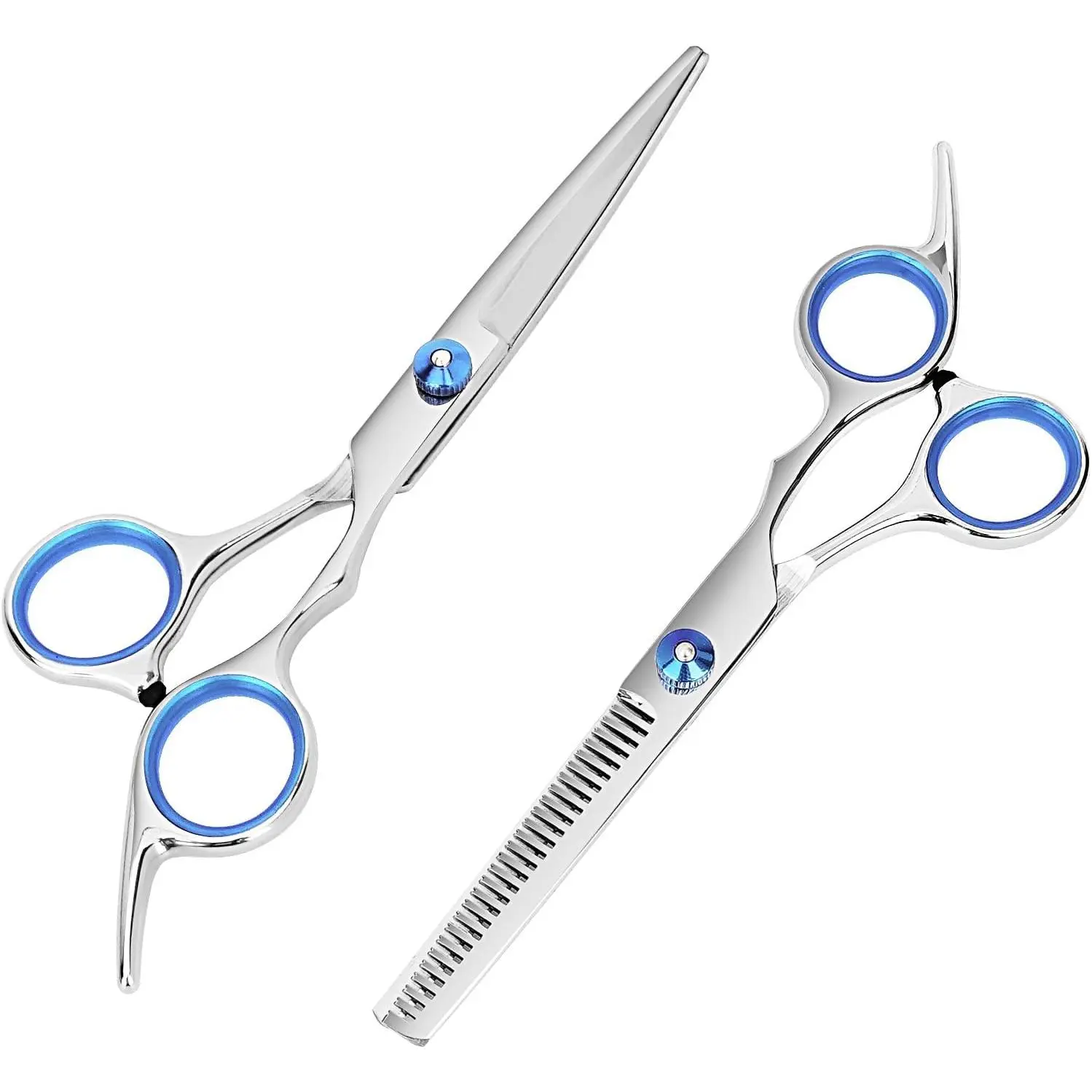 Hair Cutting Scissors and Thinning Shears, 6.5in Professional Stainless Steel Barber Scissors with Sharp Blades, Ergonomic Hairdressing Scissors for Men Women Kids and Pets Hair home outdoor Aesthetic Gift Salon Adjustable Haircare Teens Durable