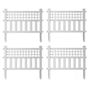 212 MAIN Modern Weatherproof Plastic Garden Flower Edger Fence Border Panels, 0.75x20.5x23.75 in, White Outdoor Decor, Set of 4