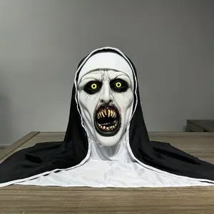 Halloween Witch and Wizard Theme Headscarf Mask, Terror Latex Full Head Costume Accessory, Devil Horror Role Play Party Prop, Scream Mouth Design, No Power Required