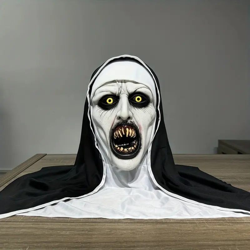 Halloween Witch and Wizard Theme Headscarf Mask, Scary Spooky Latex Full Head Costume Accessory, Devil Horror Role Play Party Prop, Scream Mouth Design, Realistic Scary Mask
