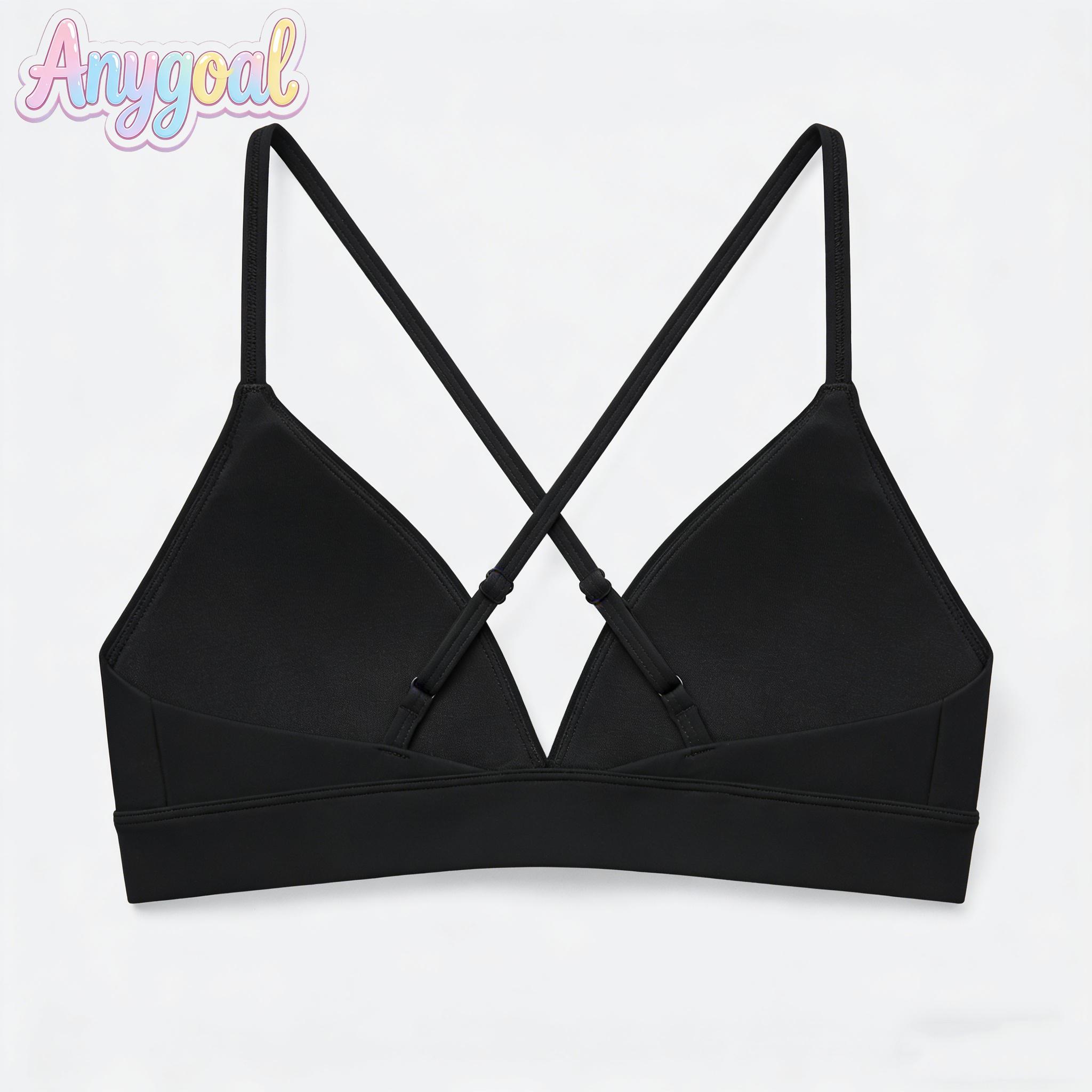 ANYGOAL  Women's bikini top,  tankini swimsuit top, black beach and pool swimwear top, summe swimsuits bikinis swim top Women's Black Criss Cross Swim Top | Trendy 2026 V-Neck