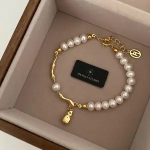 2026 New Arrival Niche Fashion Bracelet, High-End Teardrop Artificial Pearl Design, Adjustable Minimalist Fresh Stylish Daily Jewelry for Women
