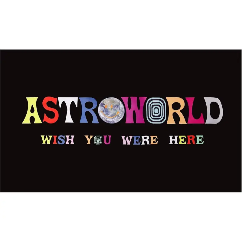 Eyesoul Astroworld Flag Black 40x60 Inch Flag Banner with Brass Grommets for College Dorm Room Decor, Tailgates, Parties & Gifts - Light colorful Wish
