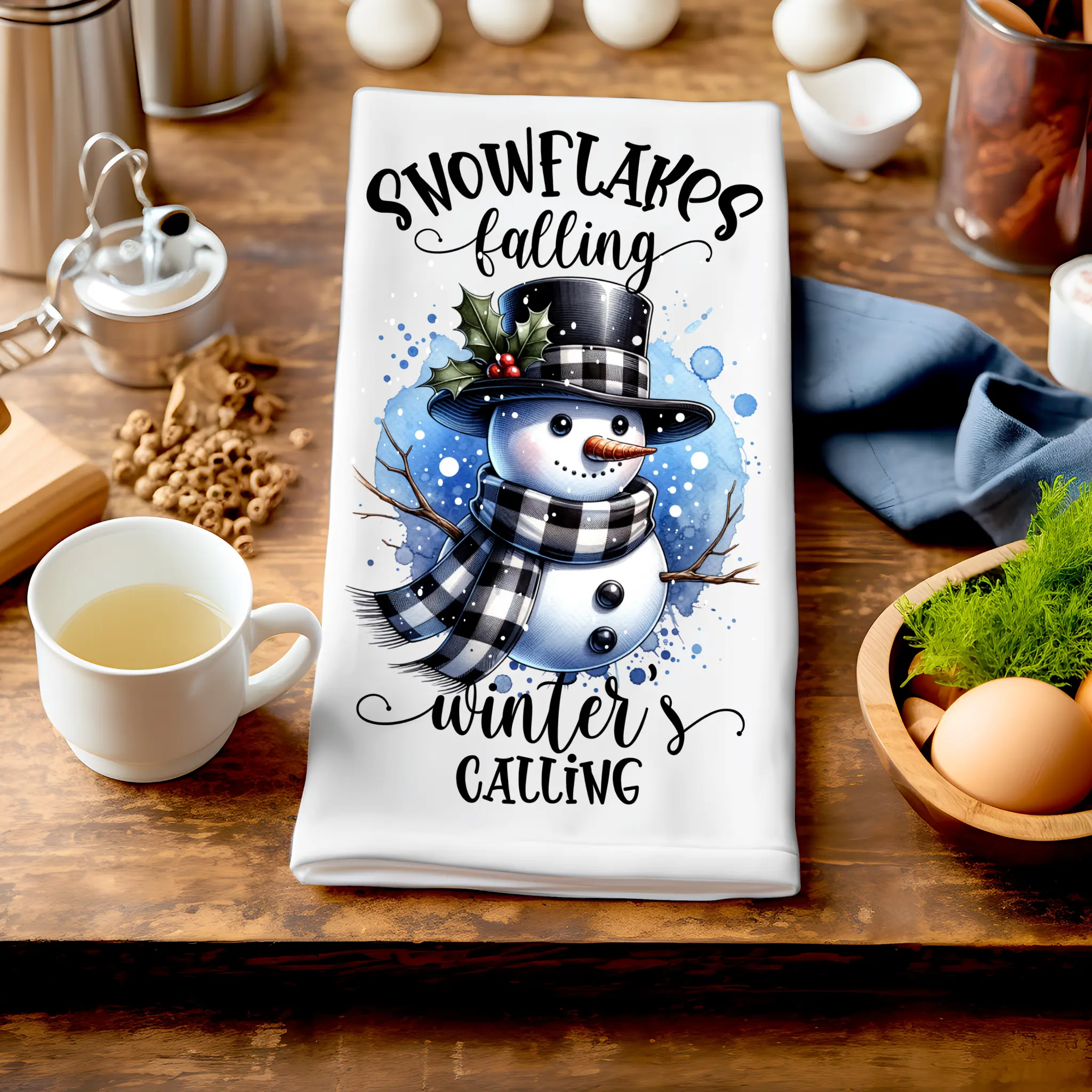 Hand Towel - Snowflakes Falling Winter's Calling Sublimated Design 17.88" x 27.63" No Additional Features