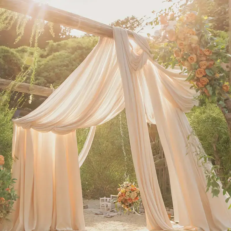 32 ft x 57" Chiffon Event Ceiling Drapery Backdrop Panel - Champagne (1pc)