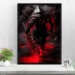 Pyramid Head Walking through Lava, Silent Hill Inspired Anime Poster, Home Decor, Wall Art