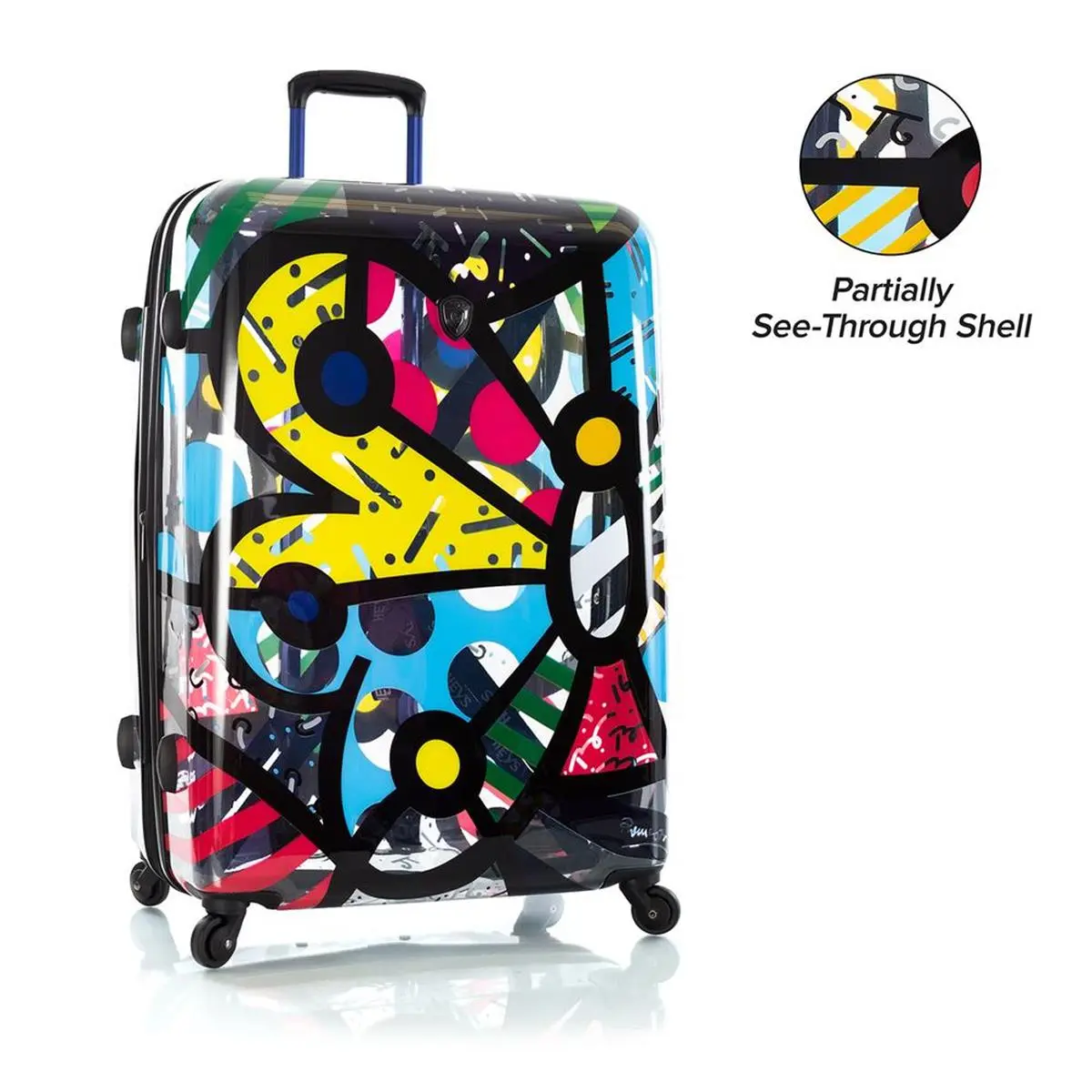 Heys Britto Butterfly 30-in Transparent Spinner Luggage, Lightweight Polycarbonate Hardside Suitcase, Expandable with TSA Lock & 360° Wheels, 129L, 30" -129 L, 4 Wheels 360 Rotation, Vibrant, 30 Inch