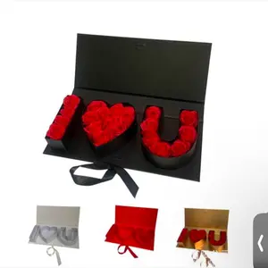 I Heart You Box Arrangement with Ribbon Roses, Includes roses of your color choice,  colors to choose from black,red,white,gold and more