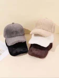 Ultra-Soft Fuzzy Plush Baseball Cap, Winter Warm Windproof Headwear, Luxe Cozy Streetwear for Daily & Outdoor Errands