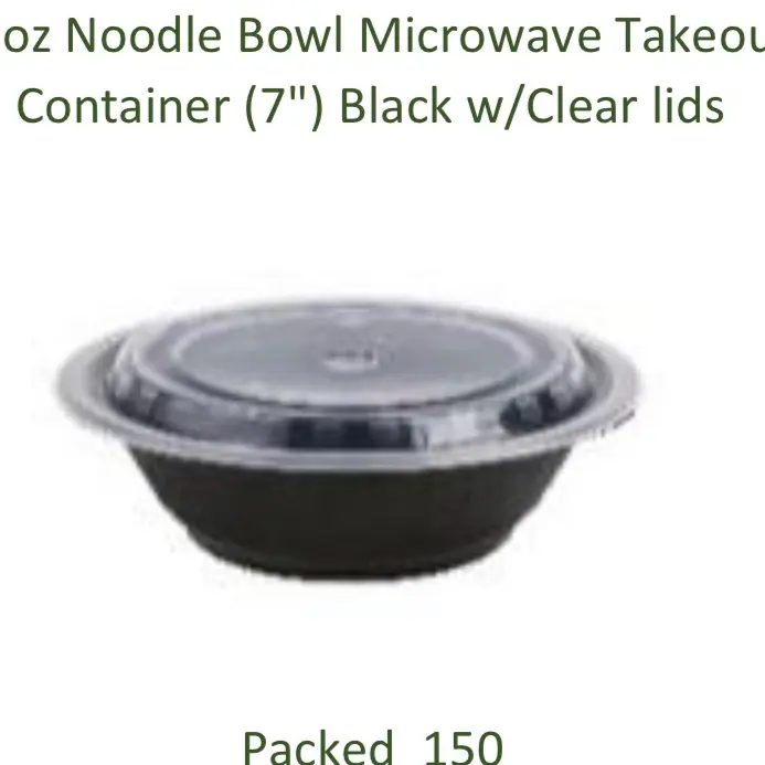 Black round pp plastic container noodles or sushi  with Lid incluided