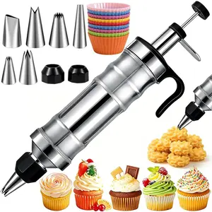 Dessert Decorating  Set, Stainless Steel Frosting Piping Kit with 6 Icing Tips for Cake & Cupcake Decorating
