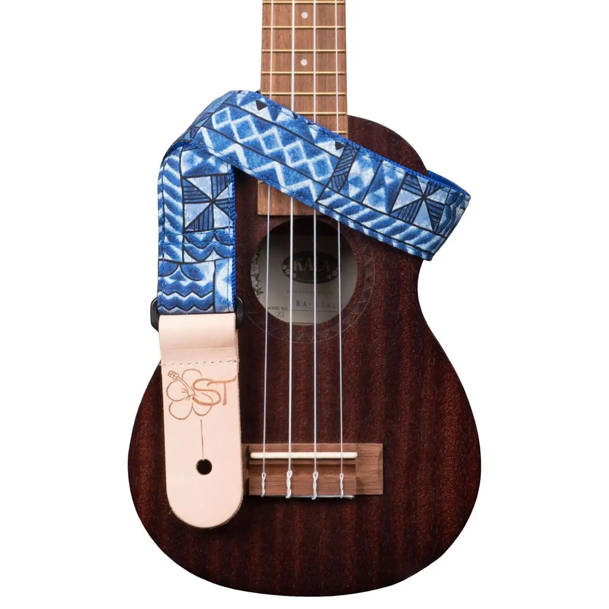 Kala 1.5" Ukulele Strap, Blue Tapa (Handmade In USA)
