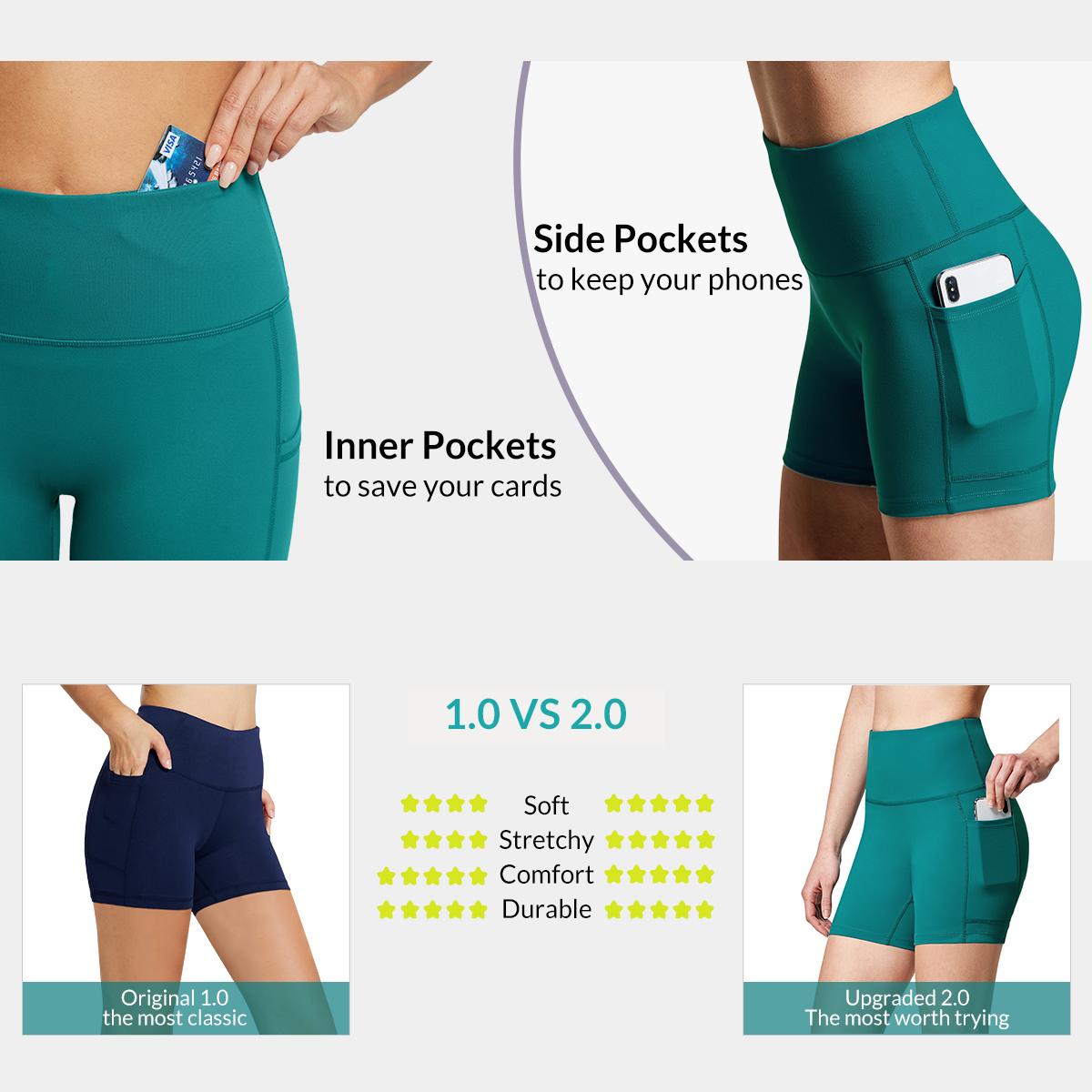 baleaf Women's 5" Biker Shorts High Waist Yoga Compression Spandex Volleyball Workout Running Shorts with Pockets