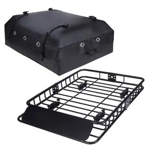 Heavy-Duty Universal Roof Rack Cargo Basket - 51×36 Inches, Load Capacity 220 LB, 15 Cubic Feet Waterproof Roof Cargo Bag - Secure Luggage Carrying System for SUVs, Pickups, and Sedans, Fits Most Vehicle Models