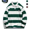 Gen Z Men's Striped Polo Shirt, Comfortable Loose-Fit Preppy Style, Casual Comfy Collared, Perfect for Spring & Fall, Ideal for School & Outdoor Activities