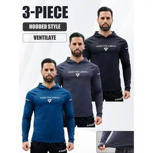 Three-piece set hoodie long-sleeve sweatshirt, sun protection, fishing, swimming, beach, UV protection, quick-drying and lightweight