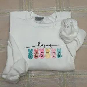Easter embroidered sweatshirt/ Easter sweatshirt / Bunny Easter sweatshirt / Happy Easter embroidered sweatshirt