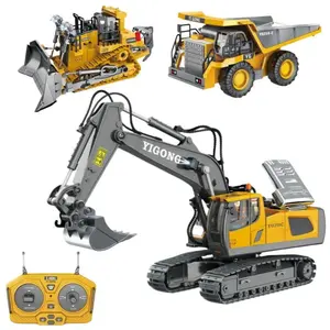 Remote Control Excavator, Bulldozer, Dump Truck, Rc Construction Vehicle Toy with Light & Sound, Perfect Gift