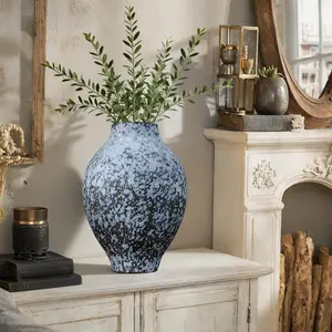 Handmade Ceramic Table Vase with Granular Texture Matte Finish Mottled Glaze Simple Natural Texture Minimalist Style Decor Piece for Home Decor