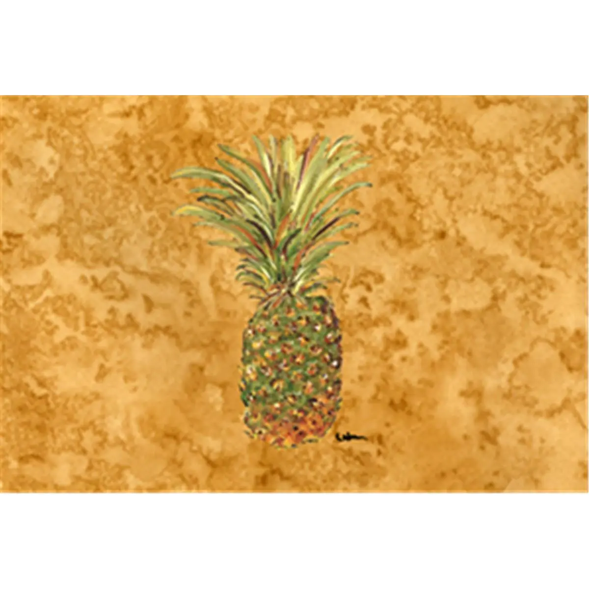 Pineapple Rectangular Fabric Placemat - 12 x 0.01 x 18 in Kitchen Tableware Accessory, Washable, Add Artwork Compatible with Matching Coasters