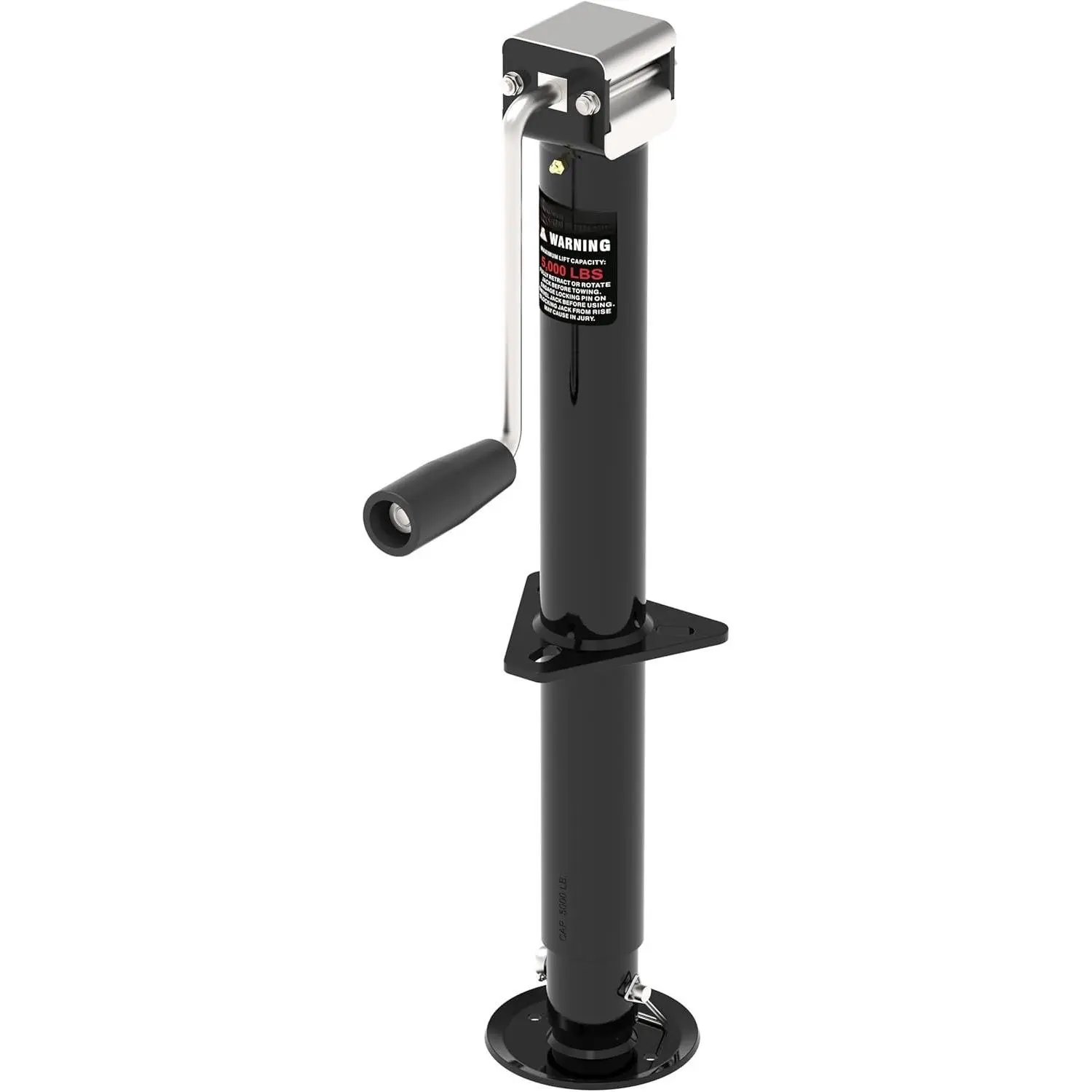 A-Frame Trailer Jack, 5000 lbs Capacity, 15" Movement Range, Side Wind Operation, Adjustable Drop with 10" Extra Height, 23" Extended - 8" Retracted, High-Strength Steel Construction