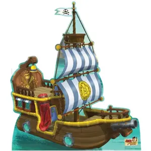 212 MAIN Bucky Pirate Ship Cardboard Cutout Decor - Cutout Design Unassembled Kit, 54x48 in Heavy Duty Laminated Print Room Decor, Attached Easel