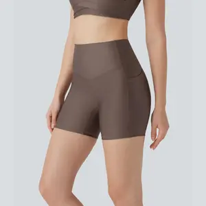 High Waisted Tummy Control Pocket Sheen Running Biker Shorts 5'' High Waisted Tummy Control Pocket Sheen Running Biker Shorts 5''