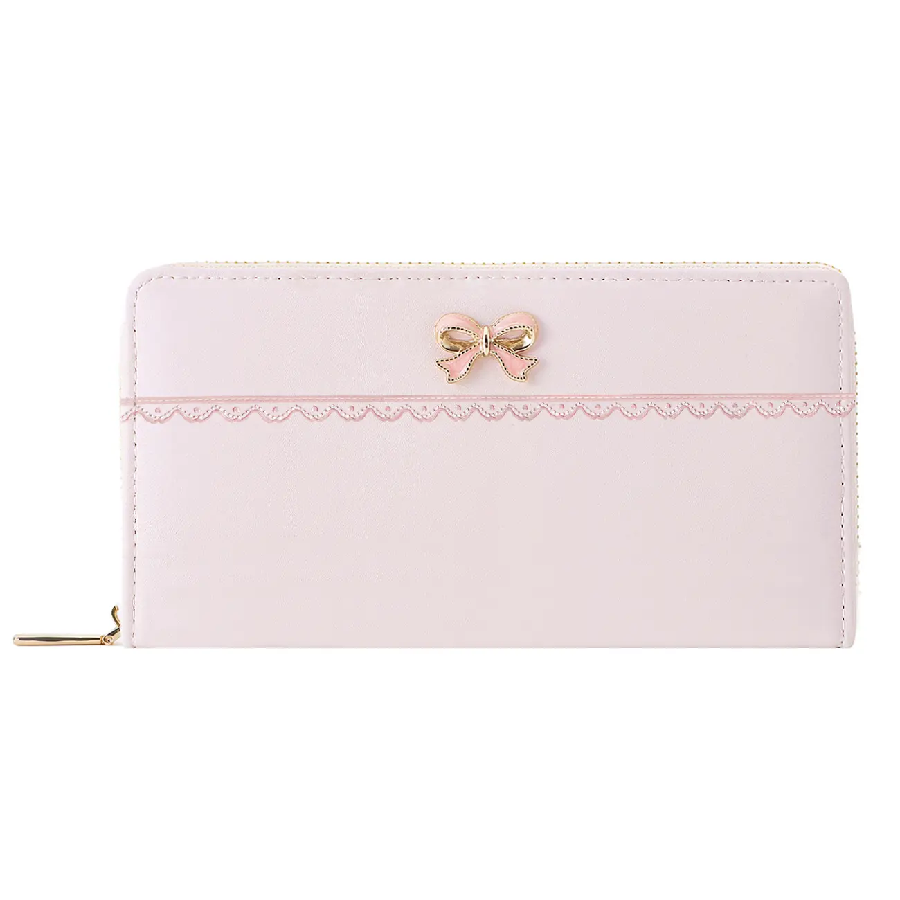 Cute Coquette Pink Bow Small Wallet Card Holder ID Window Purse for Women Girls