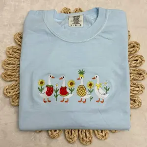 Summer goose embroidered comfort colors Tshirt / summer embroidered tee shirt / oversized tee