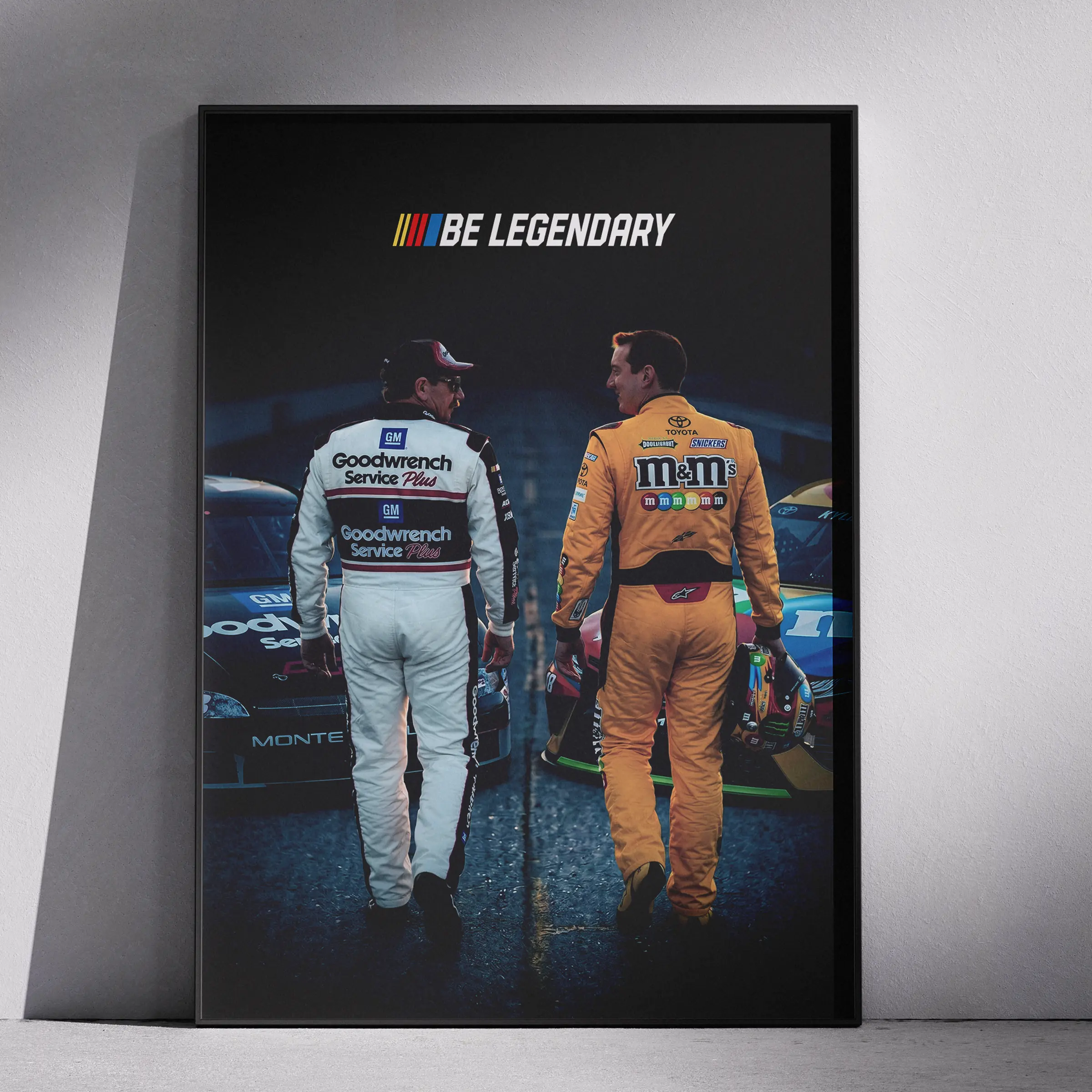 [No Frame] Nascar Legend Tribute Poster, Vintage Be Legendary Dale Earnhardt & Kyle Busch Wall Art, Retro Racing Decor Home, Gift For Fans, MADE IN USA