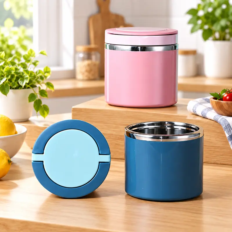 21.3oz Leakproof Stainless Steel Food Container with Handle - Bento Lunch Box for Kitchenware Tableware, Ideal for Meal Prep & Office Workers, Portable Camping Accessory