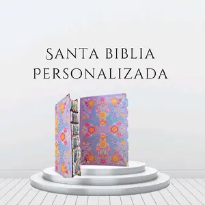 Santa Biblia Personalizada con Páginas Cristianas Ilustradas y Tabs Decorativos 14 Puntos Letra Diseño Floral