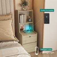 Wood+ MDF+Nightstand with Charging Station-0