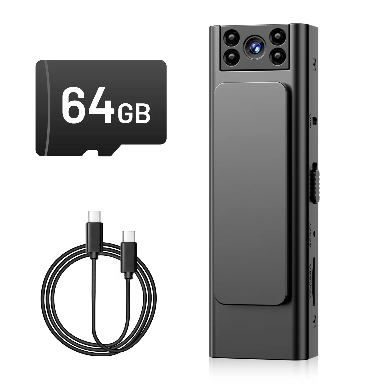 64GB 1080P Body Camera Portable Pocket Camcorder Wearable Night-Vision Vlogging Cam with Rotatable Lens USB-C Phone Playback for Outdoor Sport Cycling Boyfriend Gift