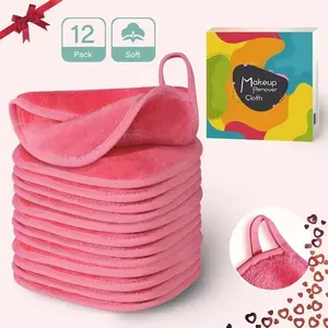 Reusable Microfiber Makeup Remover Pads (12 Pack), Soft Lightweight Towels, Daily Cleaning, 6 Inch X 6 Inch, Mother's Day Gift