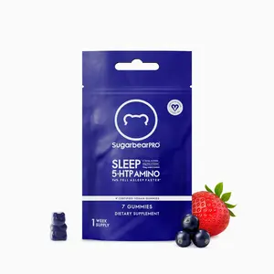 SugarbearPRO Sleep 5-HTP Amino Vegan Vitamin Gummies Berry-Flavored 1 Week Supply - 6 mg Melatonin & Botanical Amino Acid Blend - Healthcare