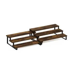 RAVEL Kitchen Countertop Organizer Set of 2, 3-Tier Counter Shelves, Kitchen Storage, Expandable, Spice Rack, for Kitchen, Pantry, Coffee Bar, Amber Pine