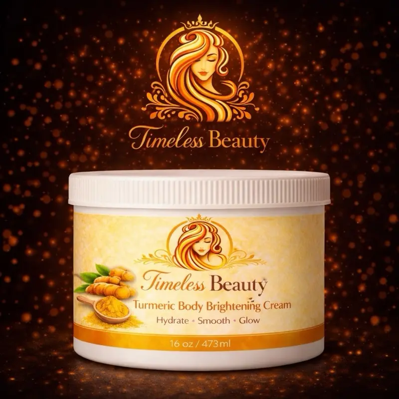 Timeless Beauty Turmeric Brightening Body Cream for Luminous Radiant Skin Hydrate Smooth Glow 8oz/240ml Papaya Enriched