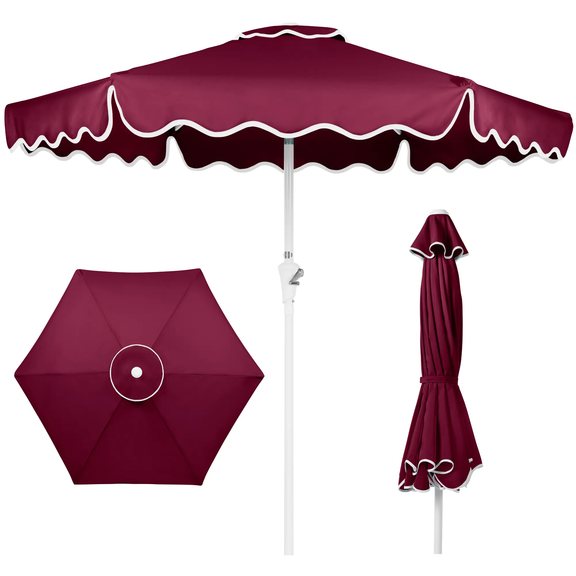 Best Choice Products 7.5ft Patio Market Umbrella with Wavy Trim, Fade-Resistant, Crank & Tilt, Wind Vent