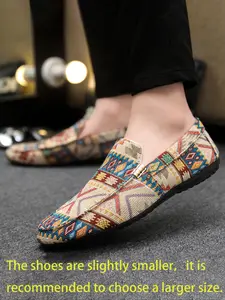 Men's Casual Driving Lightweight Loafers, Slip-On Comfortable Moccasin Shoes, Irregular Print Formal Low Top Canvas Sneakers for All Seasons