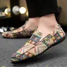 Men's Casual Loafers, Slip-On Comfort Moccasins, Slip On Style, Argyle Print Flat Canvas Shoes, Walking Shoes, Ideal for Dating, Shopping, Daily Commute