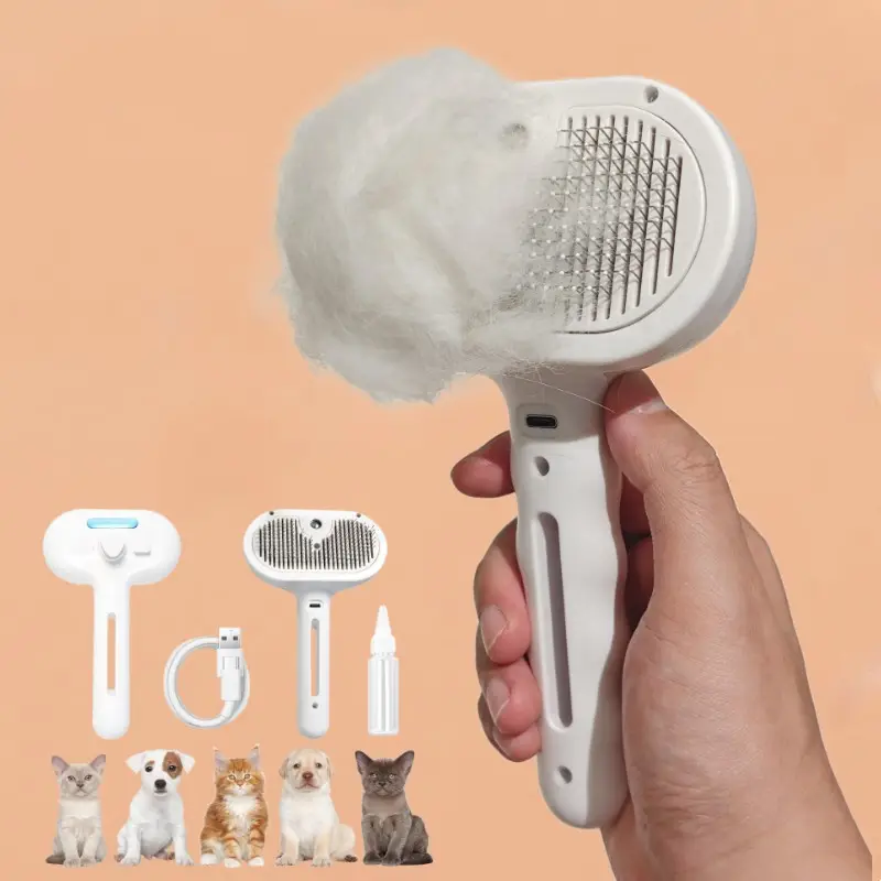 Cat Steam Brush, 3 in 1 Cat Brush for Shedding & Grooming, Water Brush for Cats Dogs, Pet Hair Removal Comb for Long Short Haired Small Animal, Self..