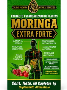 Moringa Extra Forte Con Extracto de Plantas 60 Caps Natural de Mexico - Supports Heart Health, Reduces Stress, and Improves Cardiovascular Function