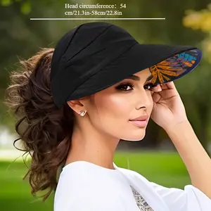1 Piece Sun Hat, 3 Colors Available Fashionable Wide Brim Sun Hat with Ponytail Hole - Bohemian Baseball Cap Design, Face Shield, Breathable Polyester Fiber, Perfect for Summer Outdoor, Weddings and Casual Wear, Sun Hat