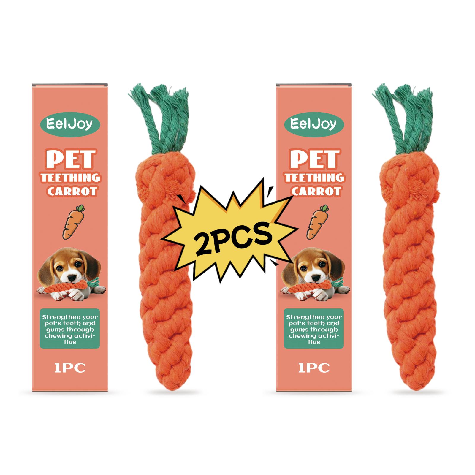 2-Pack EelJoy Pet Teething Carrots Cute Chewable Teethers for Dental Care and Bite Prevention