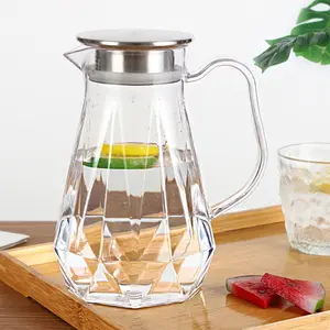 Home Restaurant Bar Diamond Full Handle Cold Water Jug, Plastic PC Acrylic High Temperature Resistant Juice Dispenser