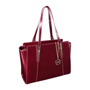 212 MAIN McKlein Aldora Leather Shoulder Tote - Red, Multiple Pockets