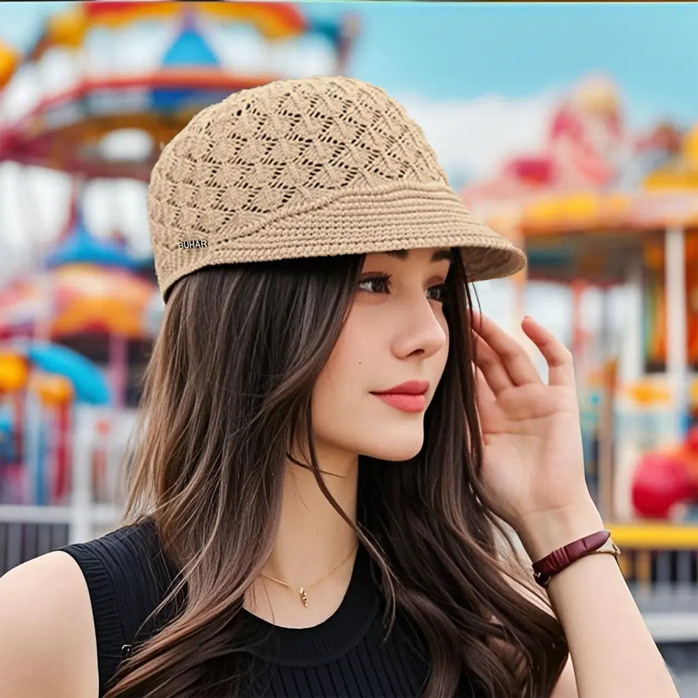 Spring/Summer baseball cap, stylish and unique design, cutout, versatile ice silk beret.